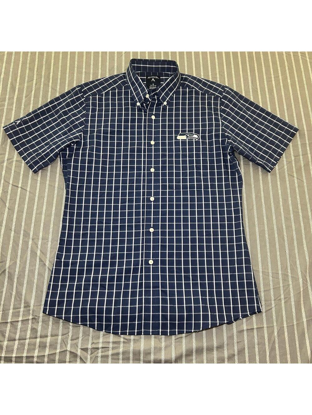 Antigua Seattle Seahawks Endorse Woven short sleeve button up Mens Medium